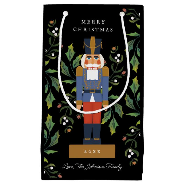 Traditional Nutcracker Holiday Small Gift Bag (Front)