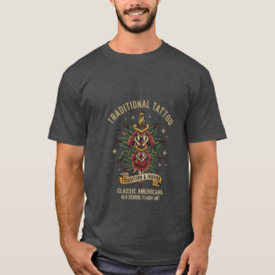 Traditional Old School Tattoo Art Rose Dagger  T-Shirt