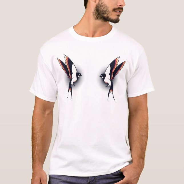 Traditional old-school tattoo-style birds T-Shirt (Front)