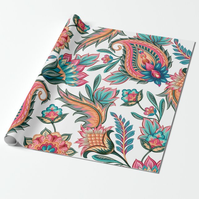 Traditional oriental seamless paisley pattern. Vin Wrapping Paper (Unrolled)