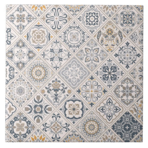 Traditional ornament Portuguese and Spanish Boho  Ceramic Tile