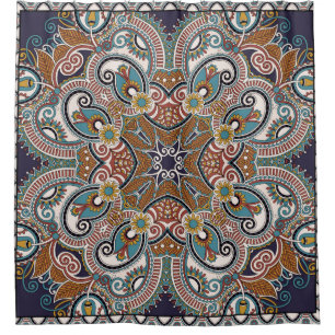 Traditional ornamental floral paisley bandanna. Yo Shower Curtain