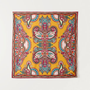 Traditional ornamental floral paisley bandanna. Yo Tapestry