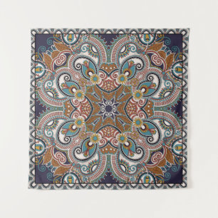Traditional ornamental floral paisley bandanna. Yo Tapestry