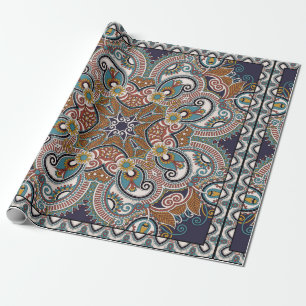 Traditional ornamental floral paisley bandanna. Yo Wrapping Paper