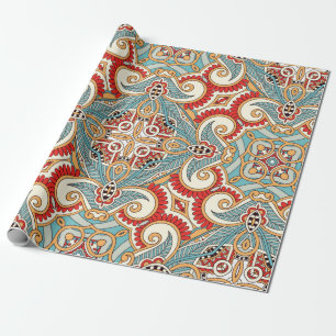 Traditional ornamental floral paisley bandanna. Yo Wrapping Paper