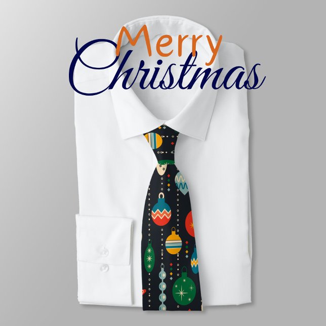 Traditional ornamets Navy blue Xmas Tie (Merry Christmas and happy new year.)