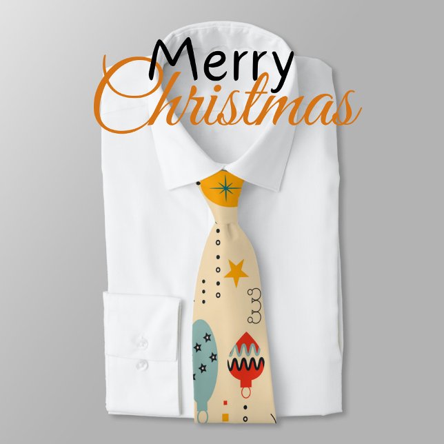 Traditional ornamets Pretty beige pattern Retro Tie (Merry Christmas cute watercolor ornaments Beige pattern Neck tie)