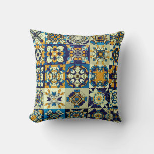 Traditional ornate decorative tiles. Abstract back Cushion
