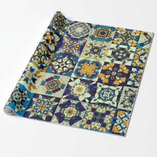 Traditional ornate decorative tiles. Abstract back Wrapping Paper