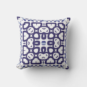 Traditional ornate portuguese azulejo. Vintage sea Cushion