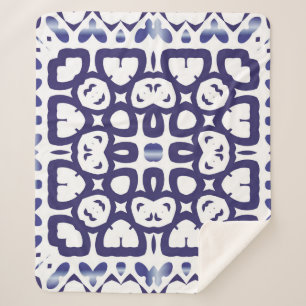 Traditional ornate portuguese azulejo. Vintage sea Sherpa Blanket