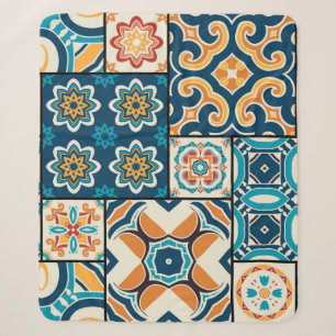 Traditional ornate portuguese decorative colour ti sherpa blanket