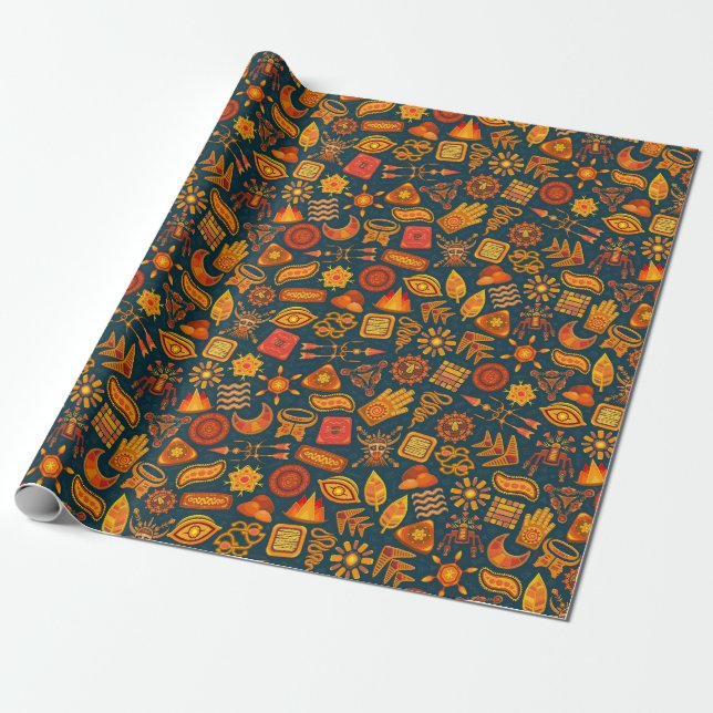 Traditional/pagan motifs wrapping paper (Unrolled)