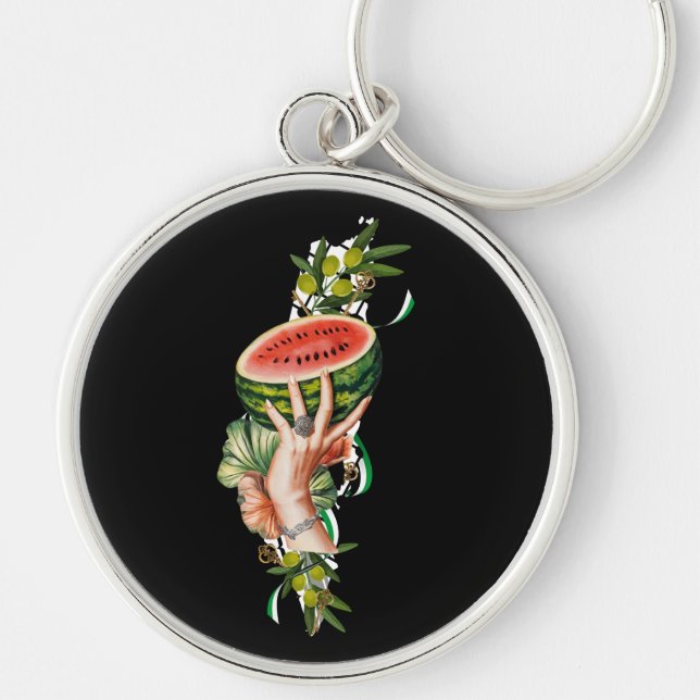 Traditional Palestine elements in palestine map Key Ring (Front)