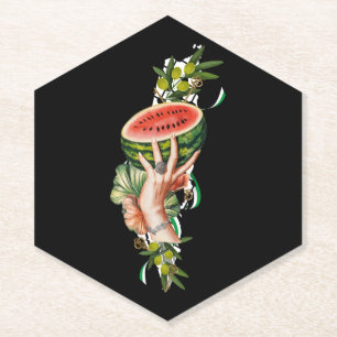 Traditional Palestine elements in palestine map Paper Coaster