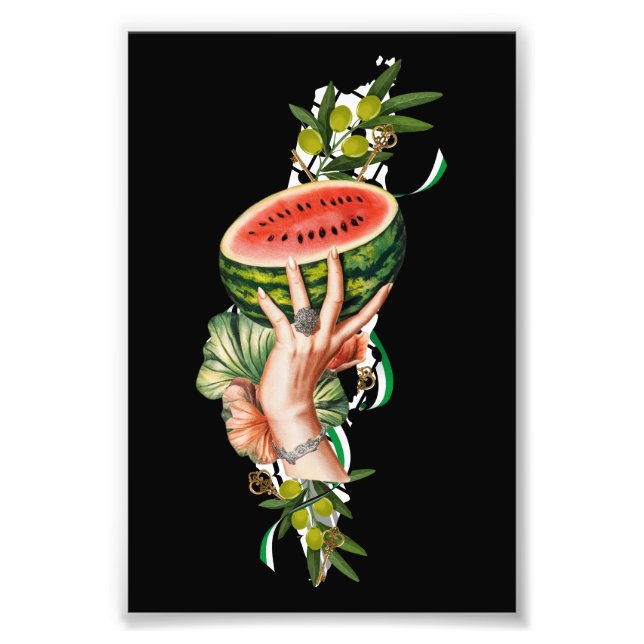 Traditional Palestine elements in palestine map Photo Print (Front)