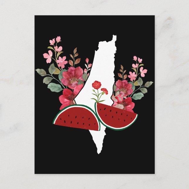 Traditional Palestine elements in palestine map Postcard (Front)