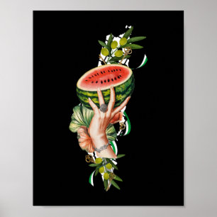 Traditional Palestine elements in palestine map Poster