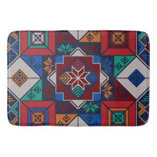 Traditional Palestine Embroidery tatreez  colourfu Bath Mat