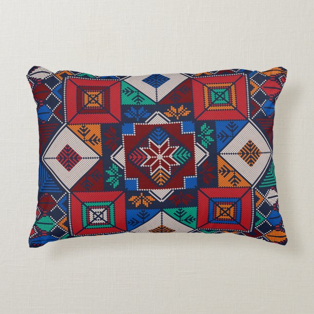 Traditional Palestine Embroidery tatreez  colourfu Decorative Cushion (Front)