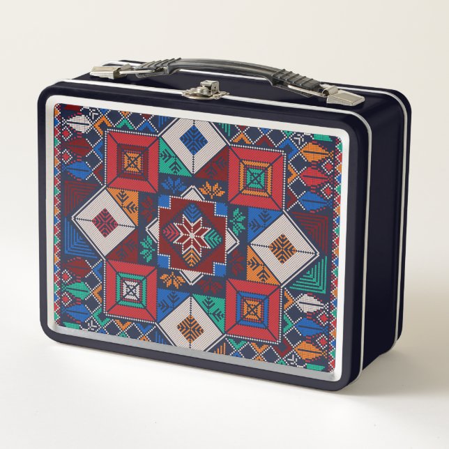 Traditional Palestine Embroidery tatreez  colourfu Metal Lunch Box (Front)