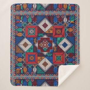 Traditional Palestine Embroidery tatreez  colourfu Sherpa Blanket