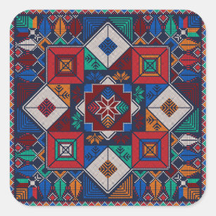 Traditional Palestine Embroidery tatreez  colourfu Square Sticker