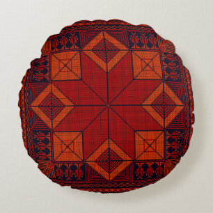 Traditional Palestine Embroidery tatreez Pattern  Round Cushion