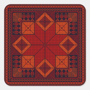 Traditional Palestine Embroidery tatreez Pattern   Square Sticker
