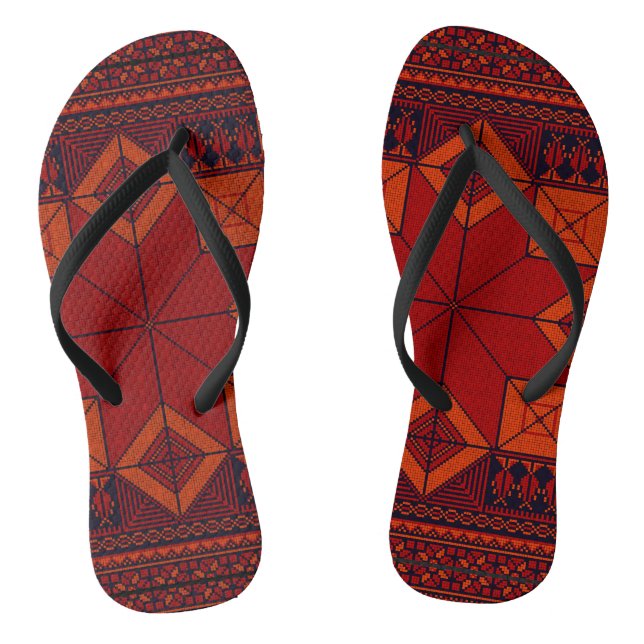 Traditional Palestine Embroidery tatreez Pattern   Thongs (Footbed)