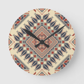 Traditional Palestinian embroidery Round Clock