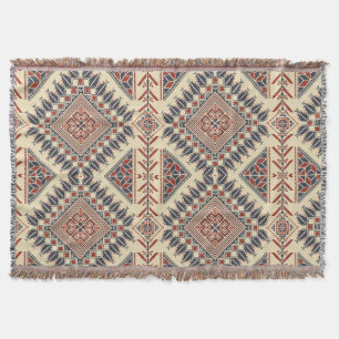 Traditional Palestinian embroidery Throw Blanket