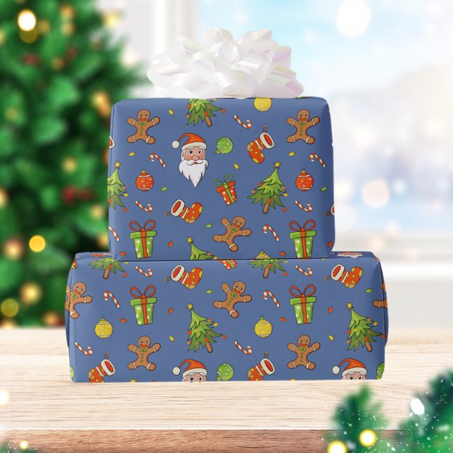 Traditional Pattern Christmas | Blue Wrapping Paper (Creator Uploaded)