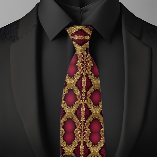 Traditional Pattern Gold and Ruby Necktie (Creator Uploaded)