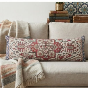 Traditional Persian Anatolian Red Octagonal Floral Body Cushion