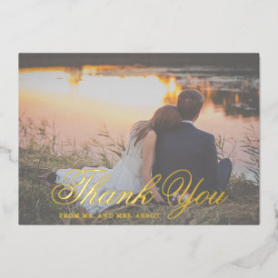Traditional Photo Wedding Foil Thank You Card