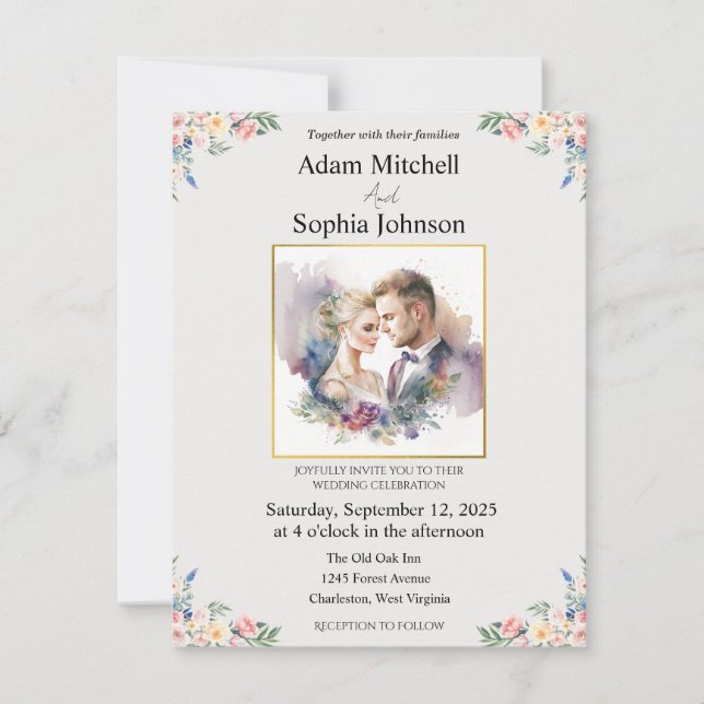 Traditional Photo Wedding Invite (Front)