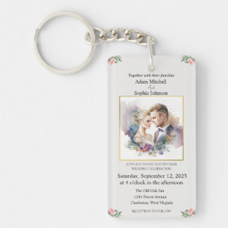 Traditional Photo Wedding Invite Key Ring