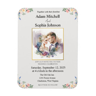 Traditional Photo Wedding Invite Magnet