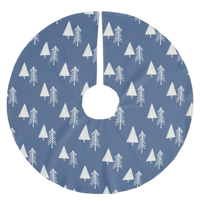  Traditional Pine Trees Blue Brushed Polyester Tree Skirt (Front)