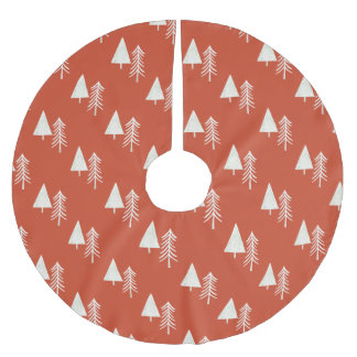 Traditional Pine Trees Red Brushed Polyester Tree Skirt
