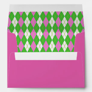 Traditional Pink And Green Golf Diamonds Envelope