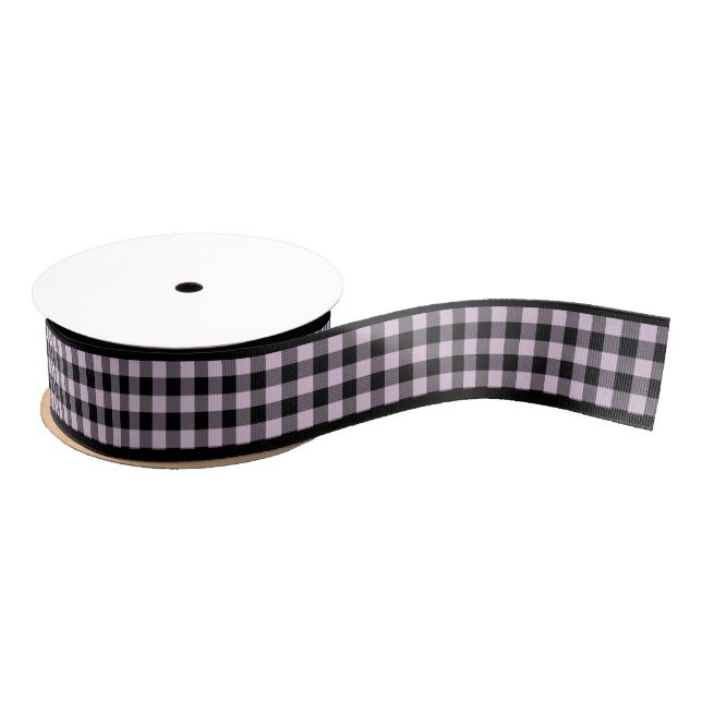 Traditional Pink Black Buffalo Lumberjack Check Grosgrain Ribbon (Spool)