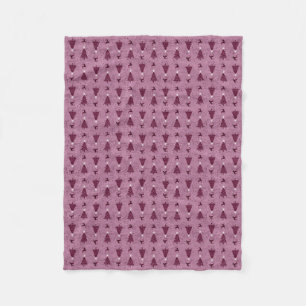 Traditional Pink Christmas Trees & Reindeer Fleece Blanket