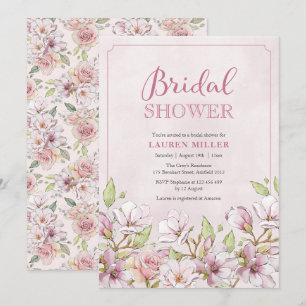 Traditional Pink Floral Bridal Shower invitation