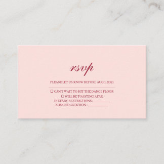 Traditional Pink Wedding RSVP Card