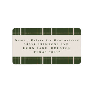 Traditional Plaid Cosy Cabin Deep Green Address Label