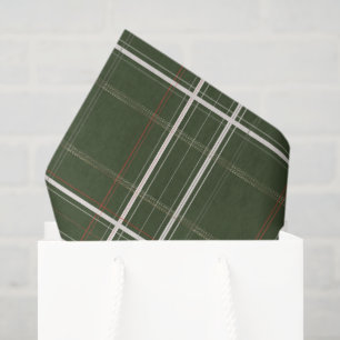 Traditional Plaid Cosy Cabin Deep Green Gold gift Tissue Paper