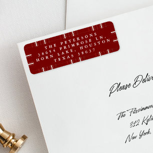 Traditional Plaid Cosy Cabin Deep Red Christmas Return Address Label